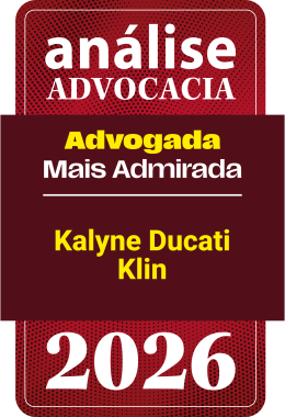 Kalyne Ducati Klin, reconhecida pelo ranking Análise Advocacia 2026 como Advogada Mais Admirada no setor de Hotelaria e Turismo, com indicações em Contratos Empresariais e Direito Imobiliário.